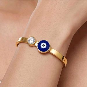 Evil Eye & CZ Bangle Bracelet