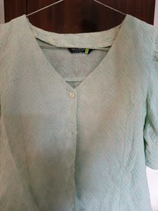 Mint Green Puff Sleeve Top/Shirt