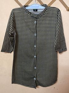 Gingham Checkered Button-Up Shirt