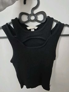 Chic Black Cut-Out Ribbed Tank Top