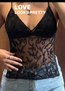 Stunning Beaded Sheer Camisole Top