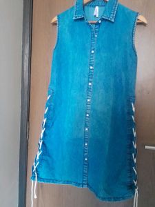 Denim Sleeveless Shirt Dress