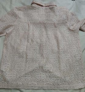 Sheer Lace Button-Up Shirt