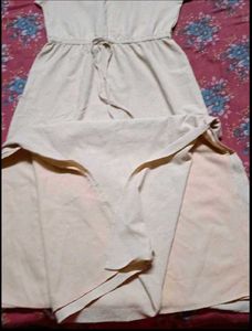 Cream Maxi Dress with Drawstring Waist