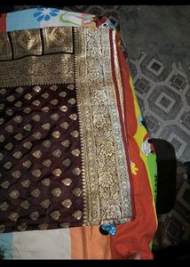 New pure silk zari saree with blouse piece