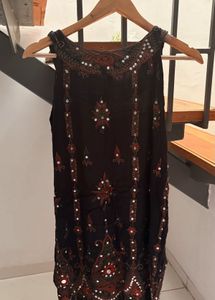 Embroidered Black Maxi Dress