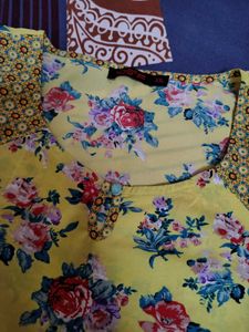 Bright Floral Yellow Tunic Top