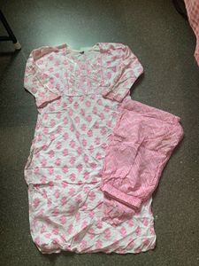Pink Printed Kurta Set