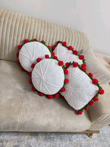 crochet rose pillow