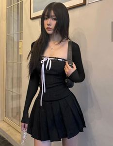 Chic Black Pleated Mini Dress