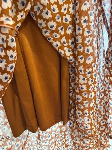 Woman Brown Floral Midi Dress