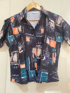 Unique Abstract Print Button-Up Shirt