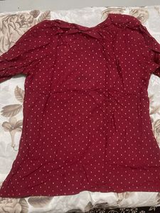 Maroon Ditsy Print short Top