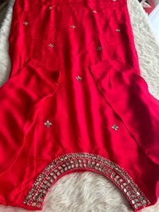 Negotiable Red Kurta Set with Mirror Work