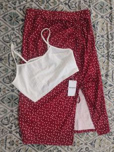 Red Hearts Co-ord Set with Slit ❤️