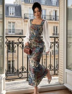 Floral Print Square Neck Dress