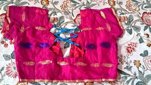 Blue Saree  Pink &amp; Gold Border with blouse✨️✨️