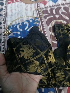 Stitched Brocade Black blouse