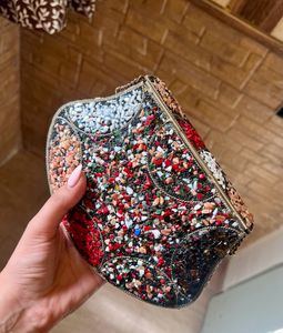 Ethnic Vintage Sling Bag Metal Mosaic Stone Shell