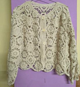 Boho Crochet Button-Up Cardigan