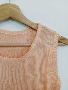Peach Knit Sleeveless Top