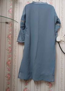 Designer Grey  Kurta with Straight Pants &amp; Plain D
