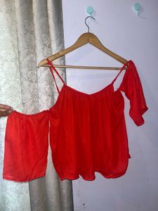 ❤️Chic Off-Shoulder Red Top