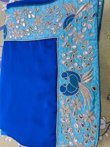 Royal Blue Designer Saree with Ready-Made Stitched