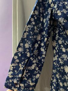 Mentor Floral Print Button-Down Blue Shirt