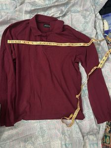 Men's Maroon Long Sleeve Polo T-Shirt