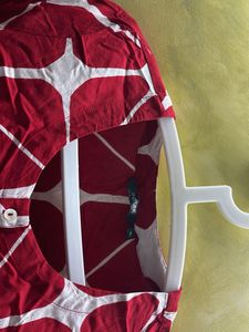 Red &amp; White Printed Kurta