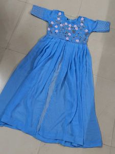 Blue Embroidered Ethnic Gown