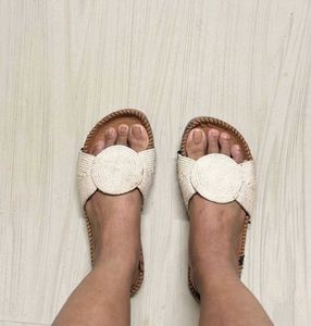 Boho Straw Slide Sandles