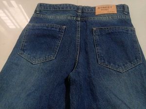 Vitange style Wide Leg Blue Denim Jeans