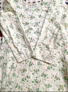 PRINTED FLORAL OFF-WHITE KURTA