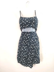 Navy Blue Printed Wrap Dress ( Women)