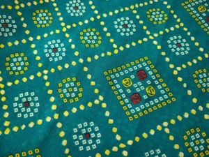 Teal Bandhani Saree