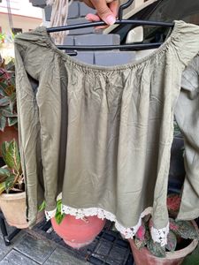 Off Shoulder Olive Green Top With bottom Lace