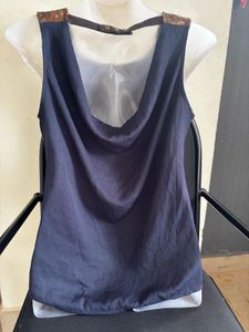 Stylish Brown leather Sleeveless Top