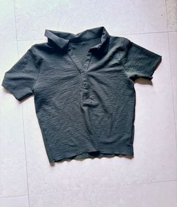 Textured Collared Henley Top