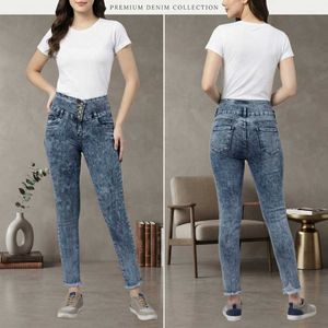 Acid Wash High-Waist Jeans Fits upto 34 inch
