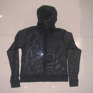 Black Mesh Hoodie