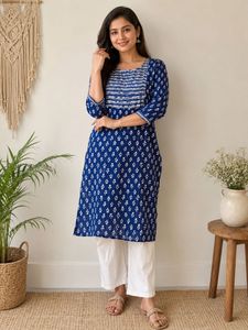 Blue Cotton Kurti | Comfortable