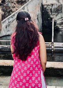 Pink Printed Cotton Kurta