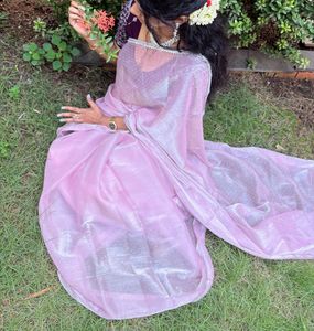 Organza saree pink