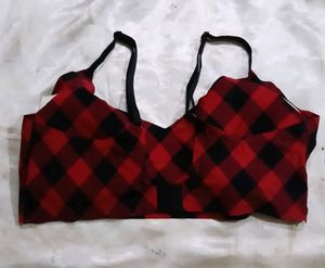 Lucky Brand Plaid Sports Bra