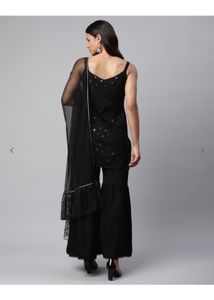 Black Embellished Sharara Set