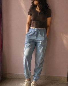 Light Wash Denim Joggers Fixed price