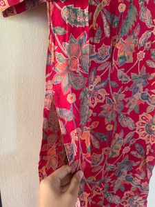 Red Floral Print Kurta