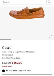 Gucci Ostrich Leather Tassel Loafers